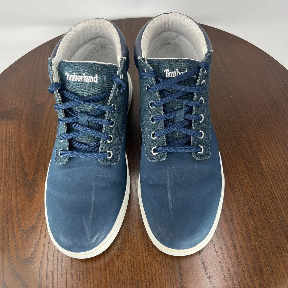 Timberland Groveton Chukka Boot Men 8.5 Navy Nubuck Leather Sneaker Combat A16DD